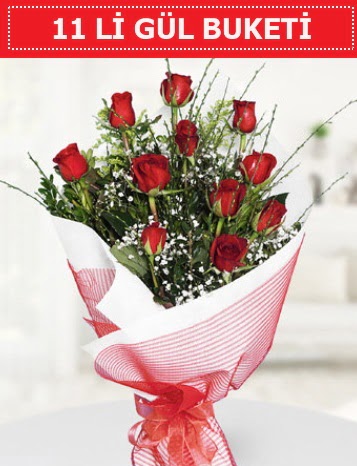 11 adet kırmızı gül buketi Aşk budur  Uşak çiçek gönderme sitemiz güvenlidir 