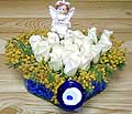9 adet beyaz gül oyuncak  Uşak internetten çiçek siparişi 