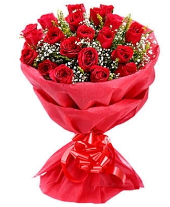 21 adet kırmızı gülden modern buket  Uşak çiçek gönderme 